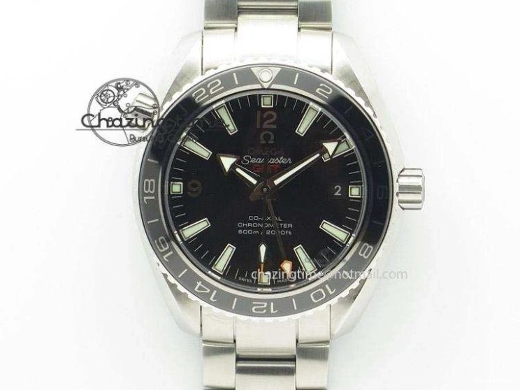 0305 Efficient Planet Ocean GMT 43.5mm RG V6F 1:1 Best Edition Black Dial On RG Bracelet A 8182